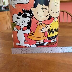 Peanuts Character Metal Trash Bin - pink and Black-made in US